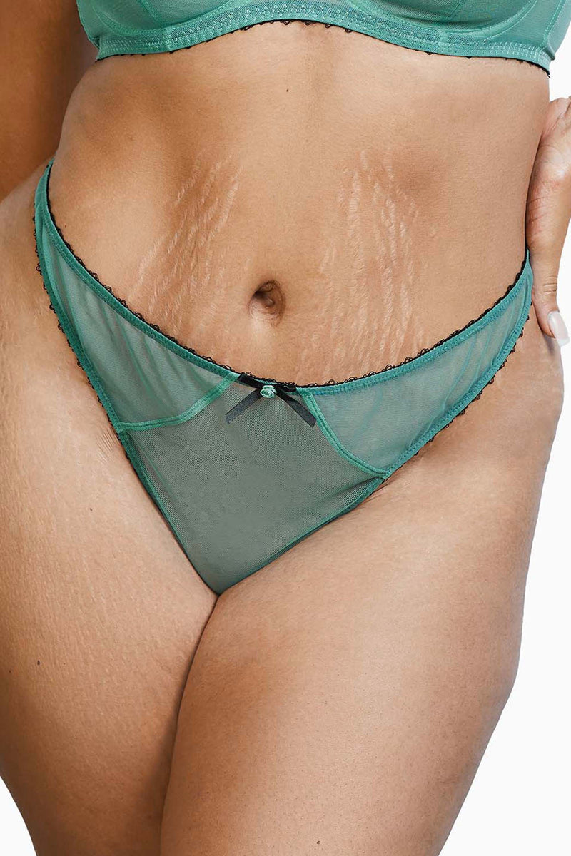 Grace Green Moss and Black Thong