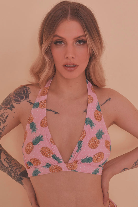 Collectif Pineapple Ruched Triangle Bikini Top