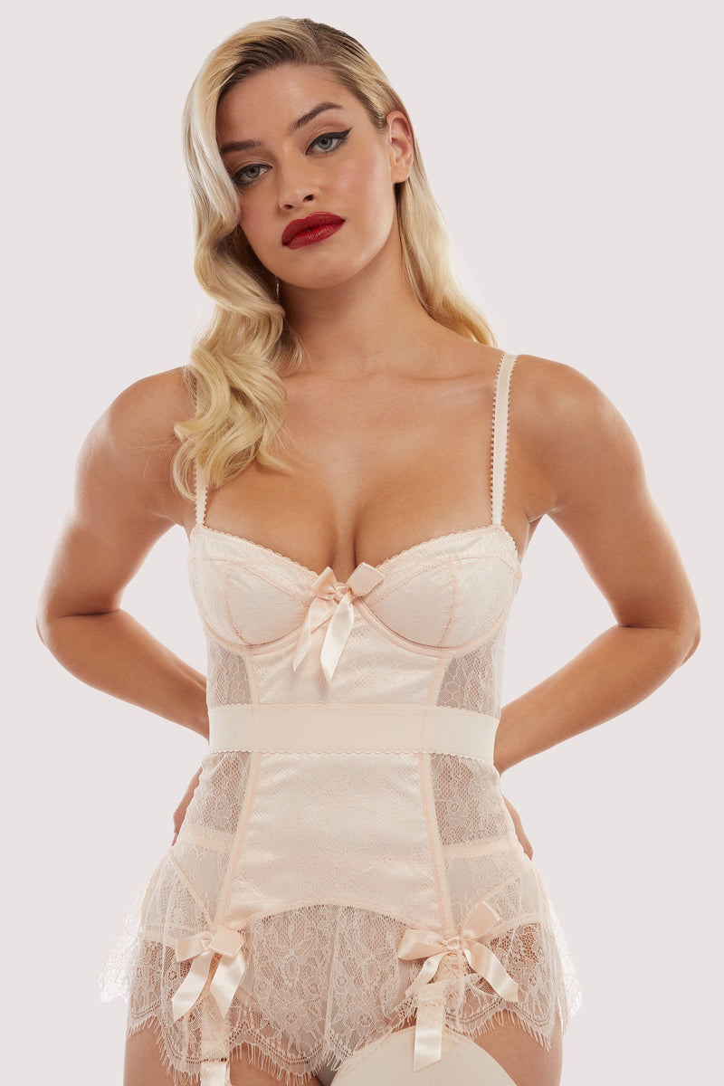Tempest Peach Lace Basque with Bows