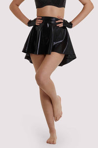 Bettie Page Black Latex Flippy Skirt