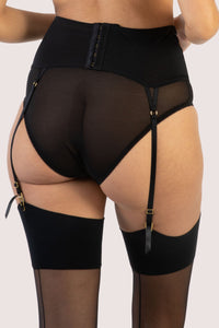 Seraphina Black Strappy Pentagram Suspender Belt