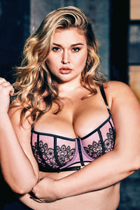 Emelda Lilac Ring detail Curve satin and lace bra