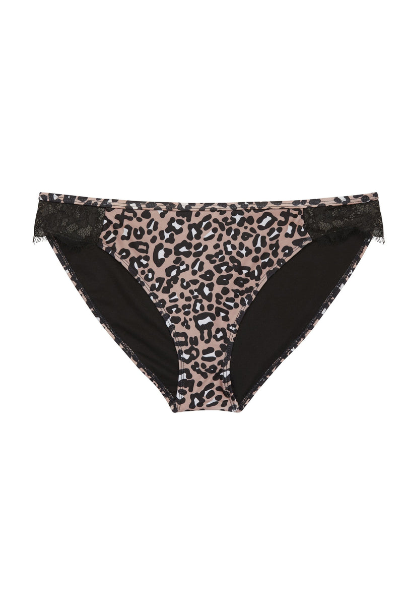 Eco Leopard Lace Trim Bikini Brief