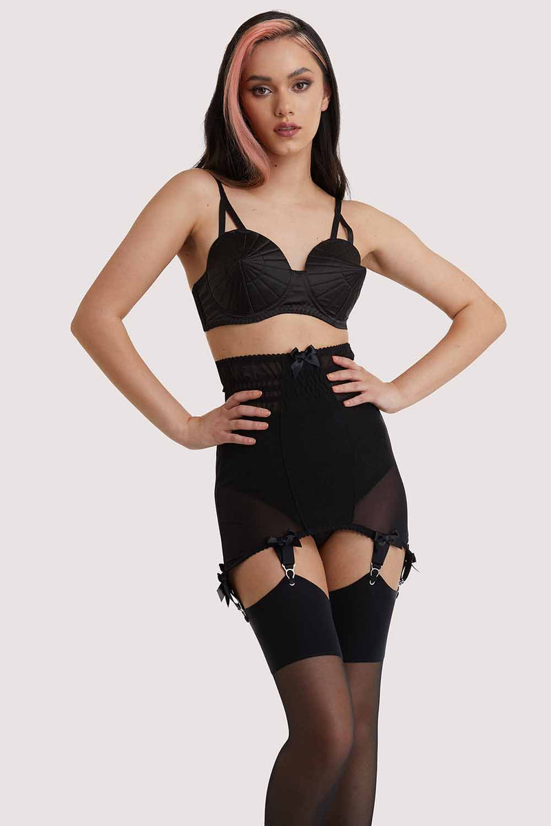 Black Vintage Style Panty Girdle with 6 Suspenders
