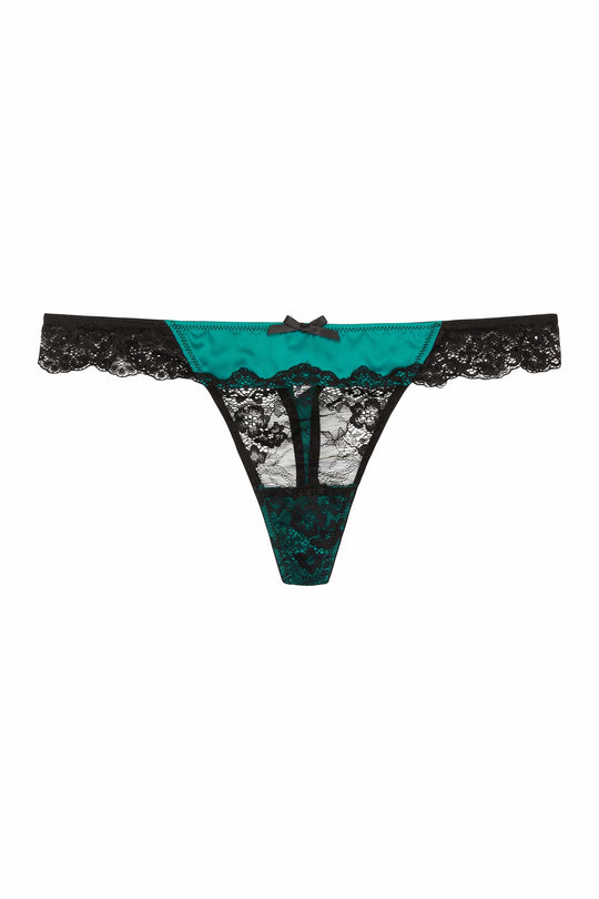 Kate Teal Satin Thong