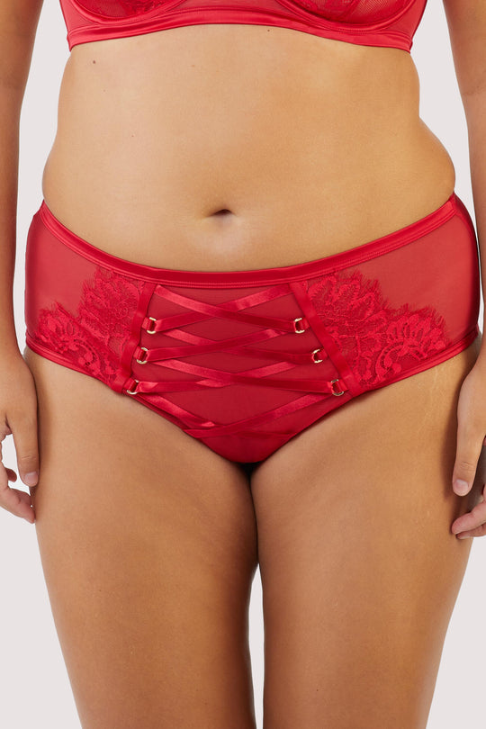 Gabi Fresh Kylie Red Lace Up High Waist Knicker