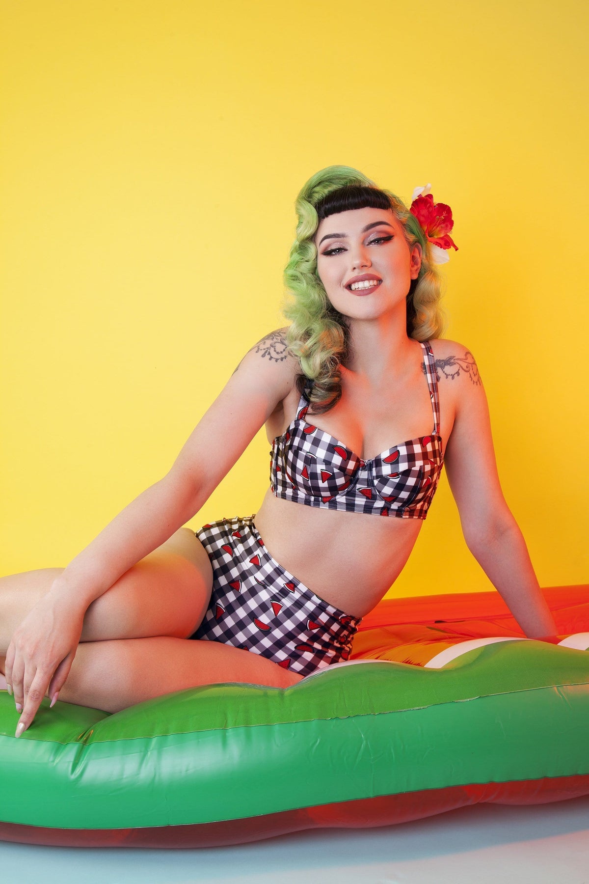 Collectif Melon Gingham Balcony top
