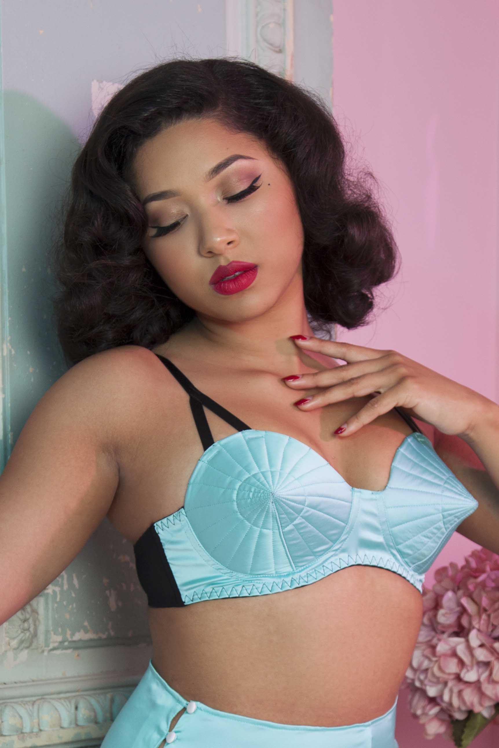 Mint Retro Futuristic Bullet Bra