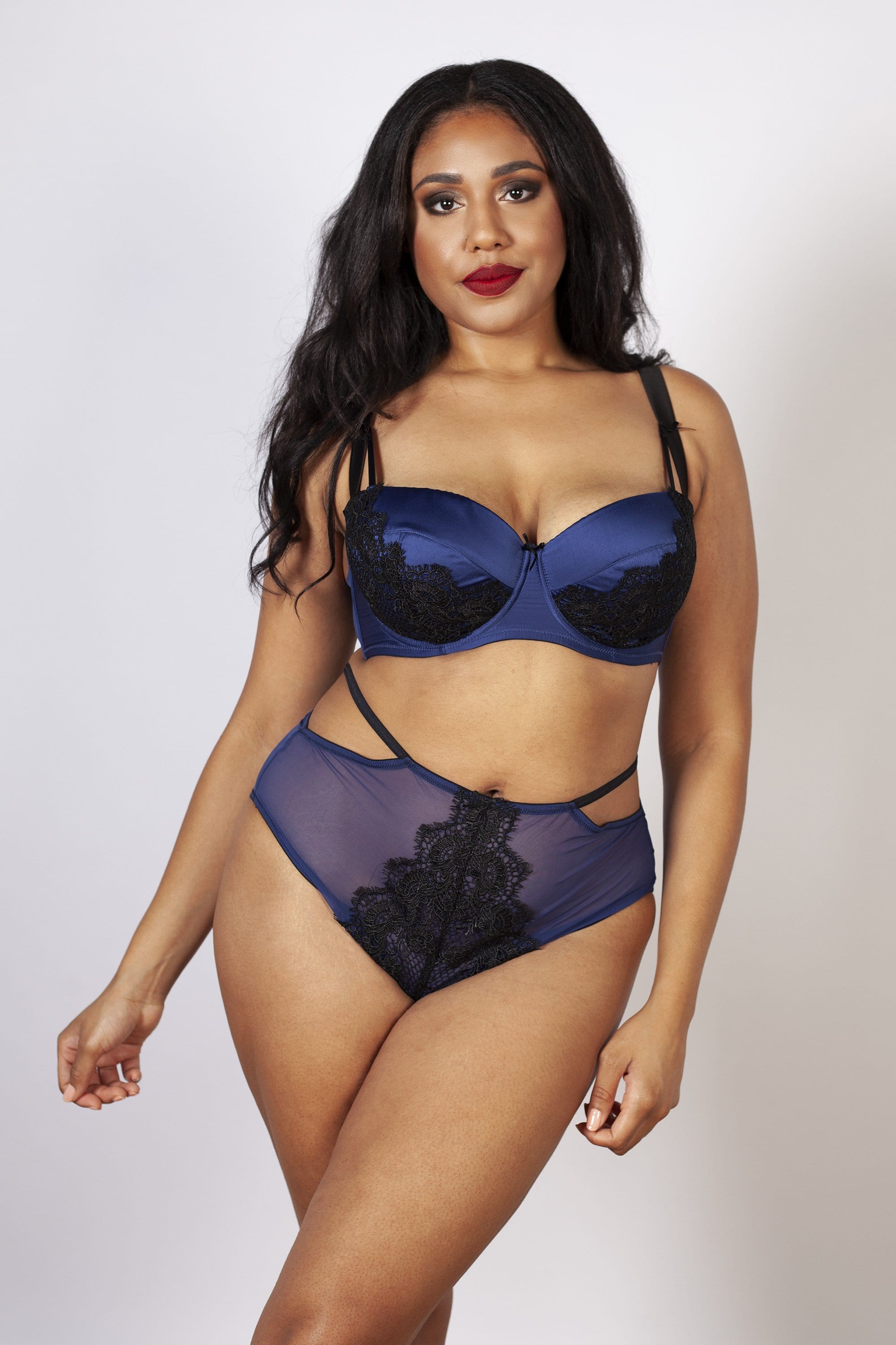 Tabitha Blue Embroidery Curve HW Brief