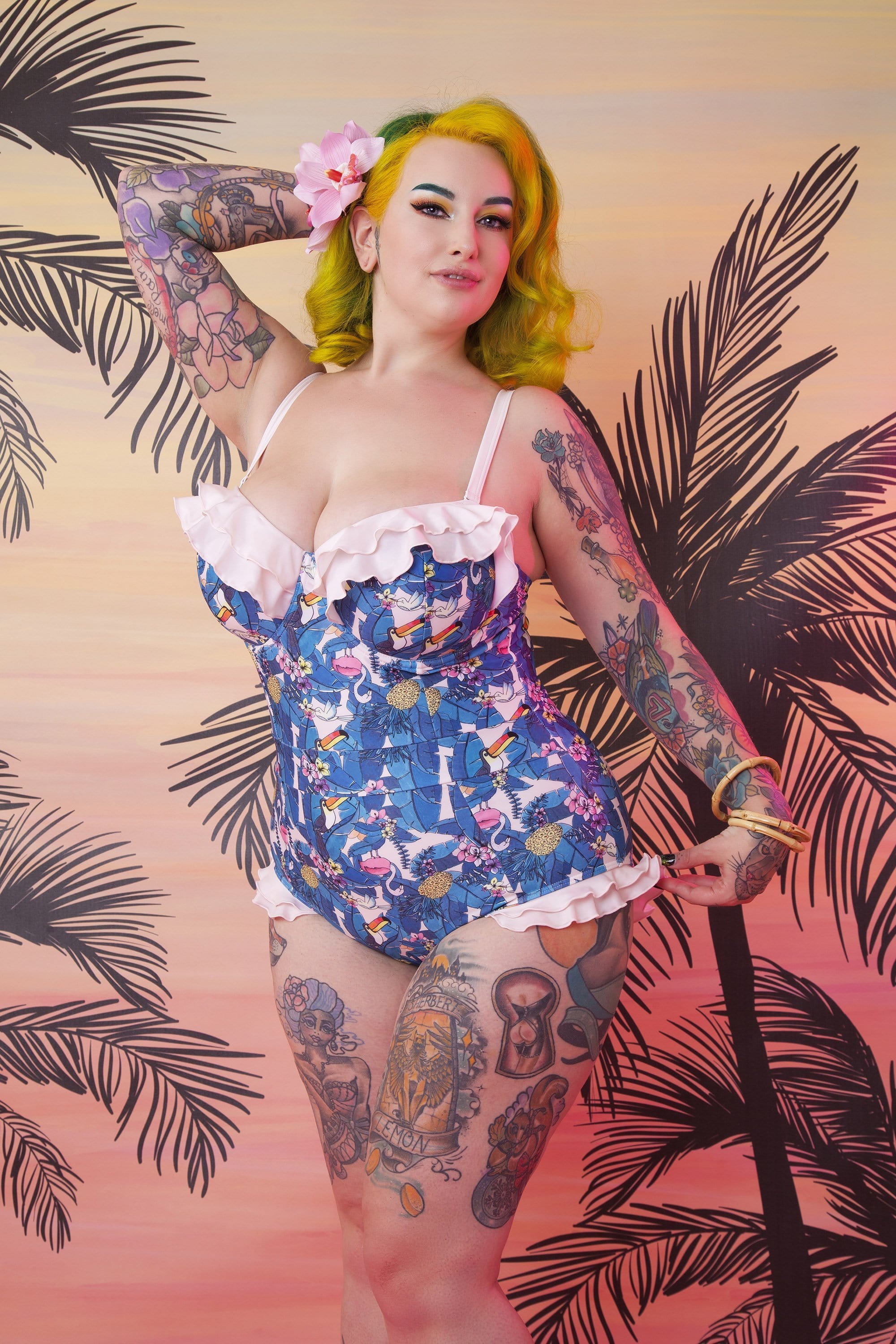 Collectif Toucan Frilled balcony swimsuit