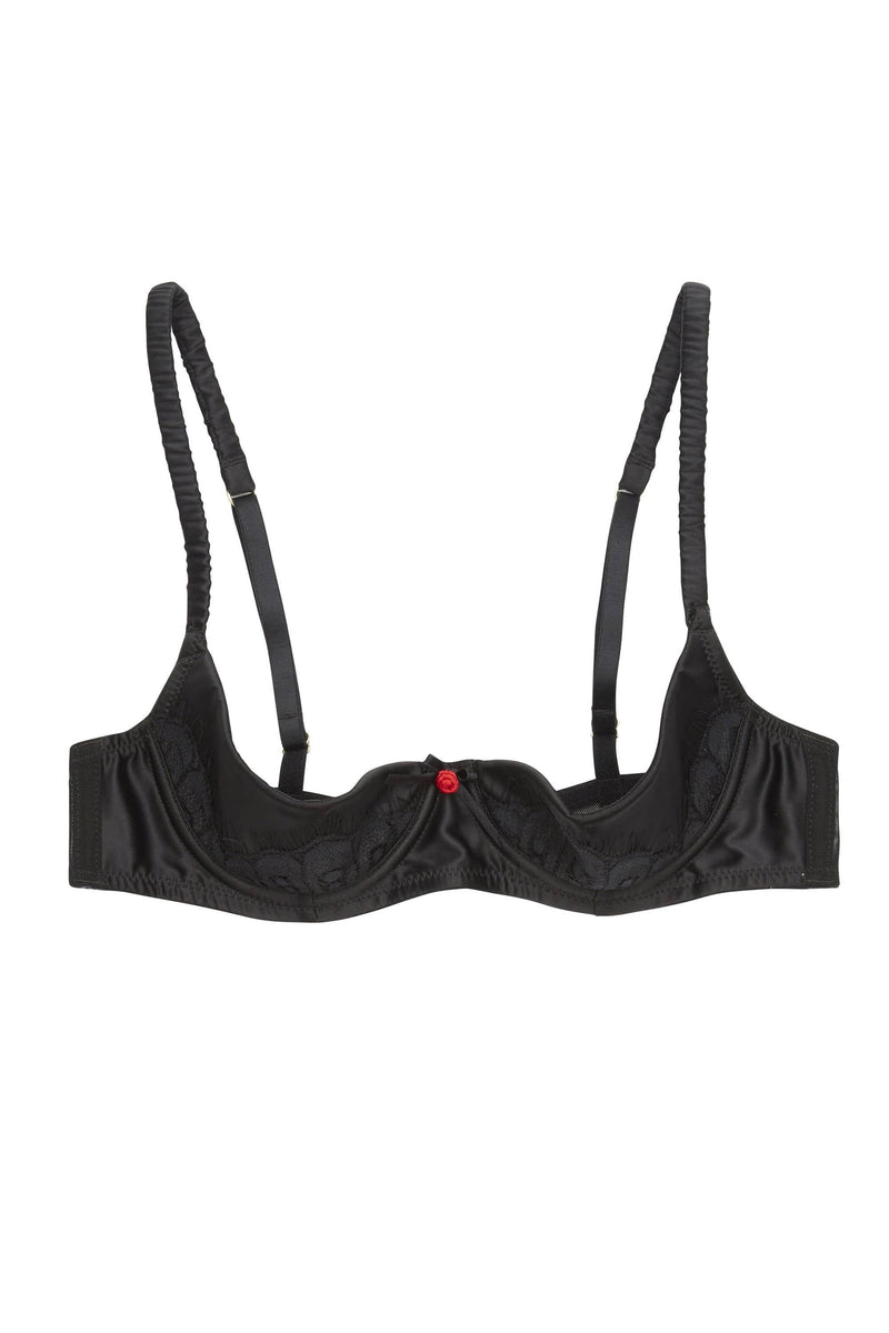 Marlene Black 1/4 Cup bra with Lace  DD - G Cups
