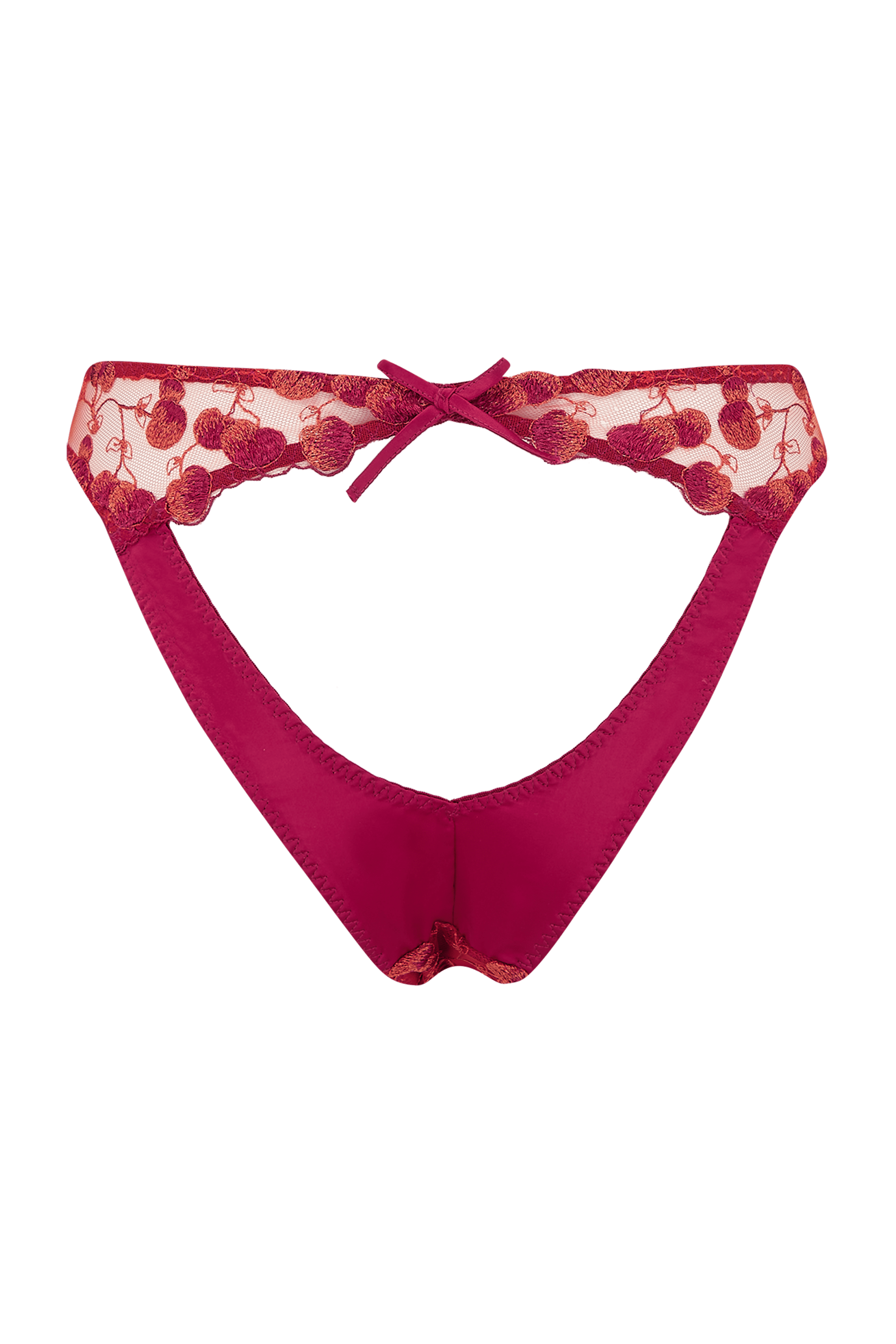 Naomi Cherry Embroidered Peep Back Brief
