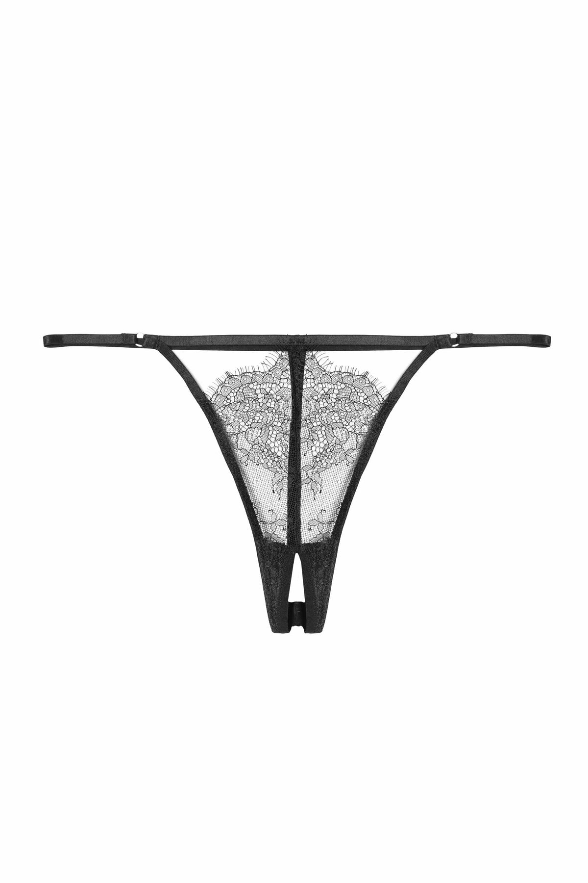 Wren Black Satin and Lace Ouvert Thong – Playful Promises Australia