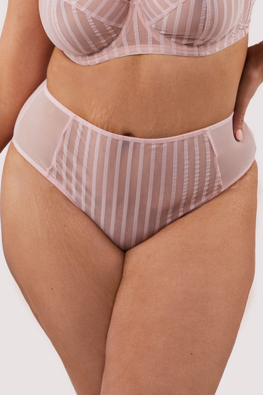 Presley Pink Stripe And Lace Trim Brief