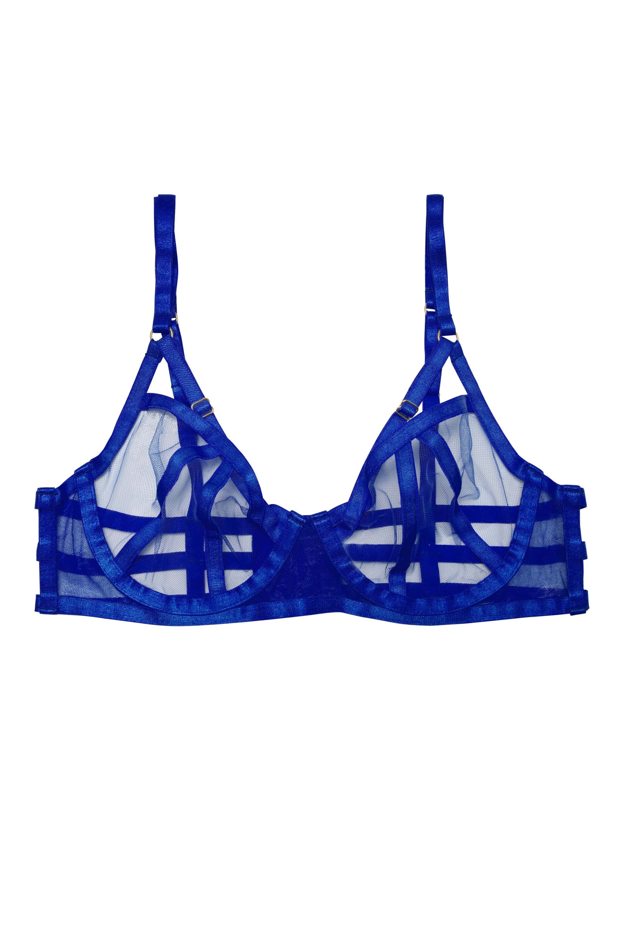 Hustler Arielle Blue Mesh Bra with Open Strap Back