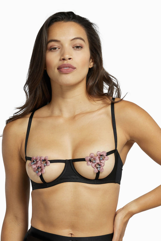 Regalia Colette Flower Applique Open Cup Bra