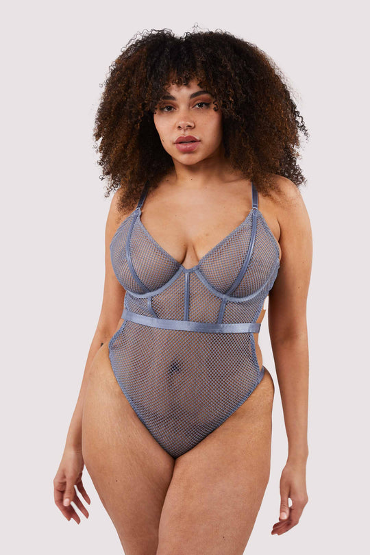 Selena Blue High Leg Bodysuit