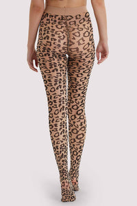 Bettie Page Leopard Knit Tights Light Nude/Black AUS 8 - 22