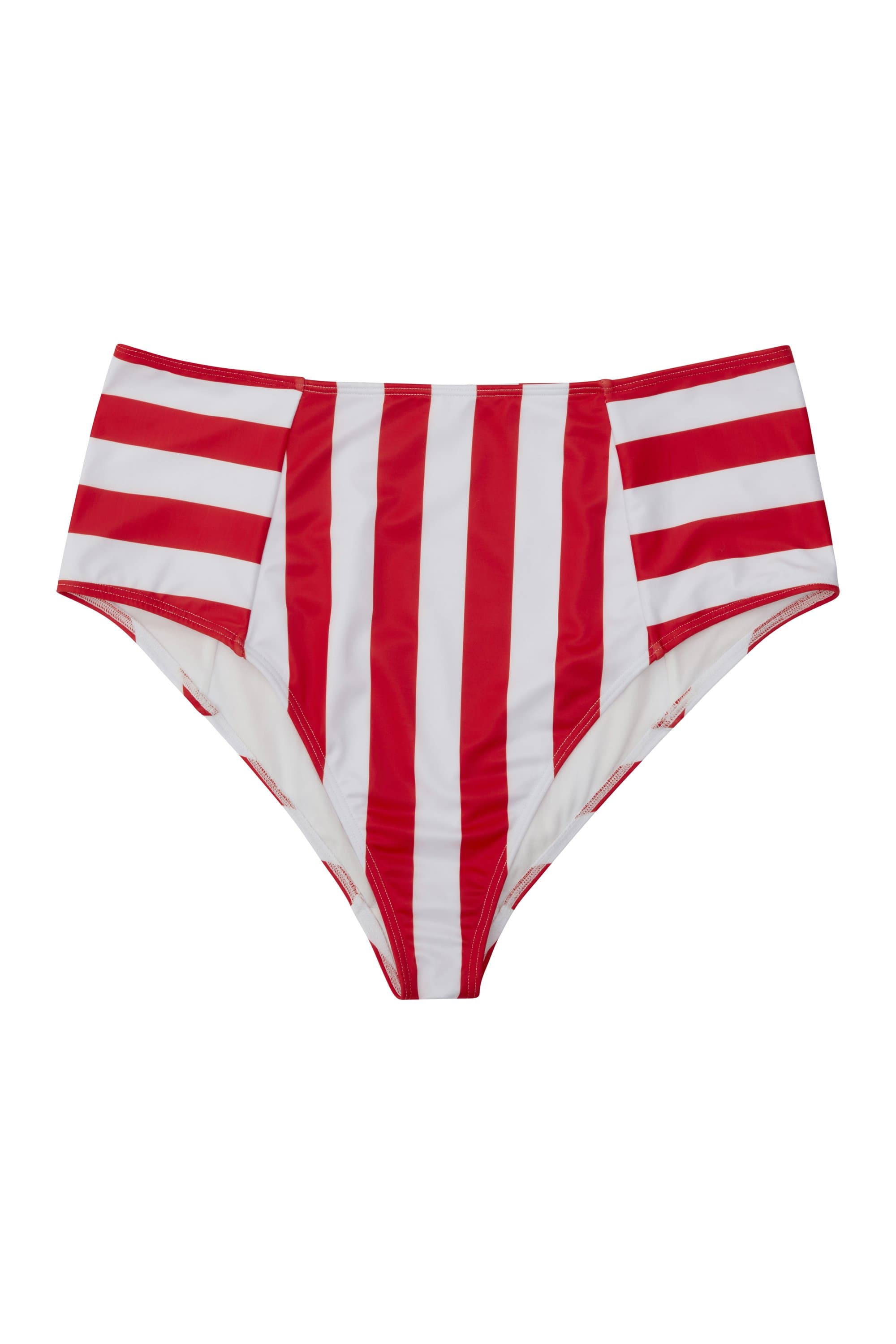 Wolf & Whistle Eco Stripe high waist pant red/white Curve