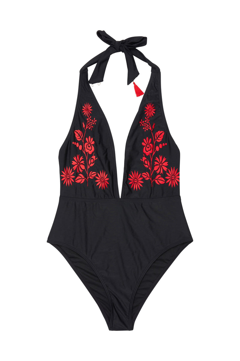 Wolf & Whistle Eco Embroidered tassle swimsuit