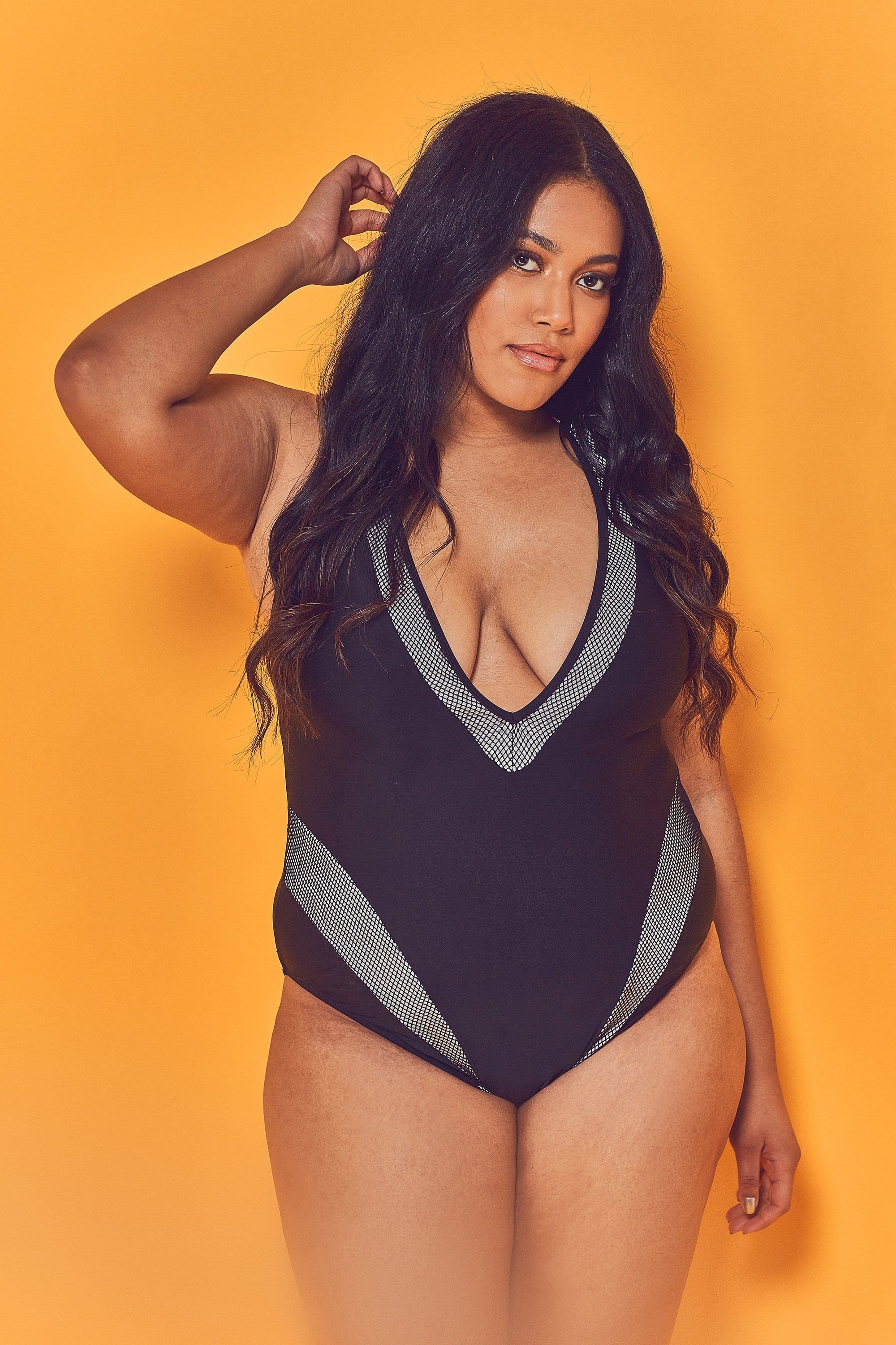 Wolf & Whistle Fishnet Panel Swimsuit Curve