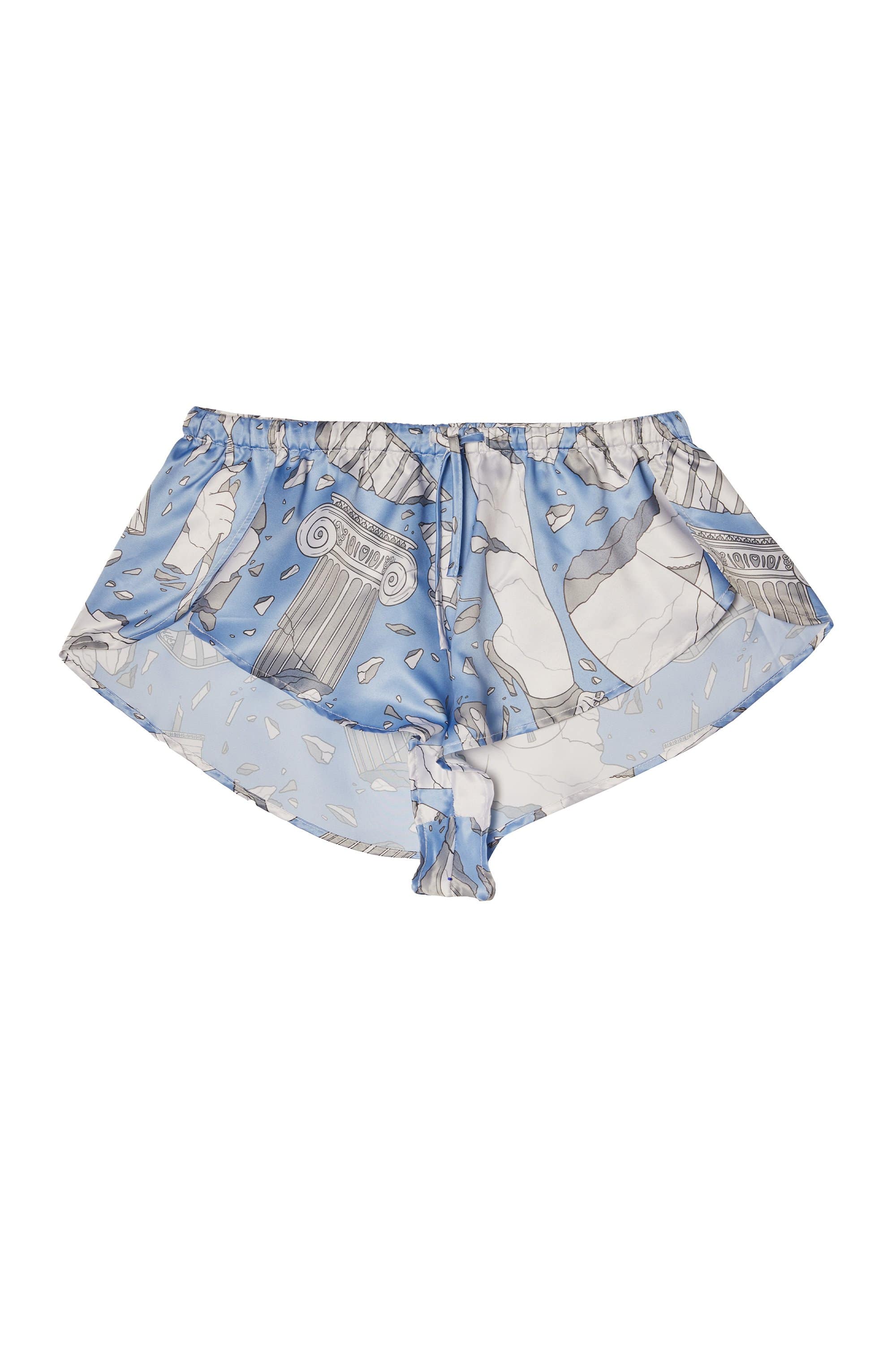 Logan Spector Recycled Blue Statues Satin Shorts