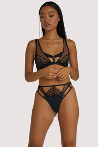 Elva Black High Waist Thong