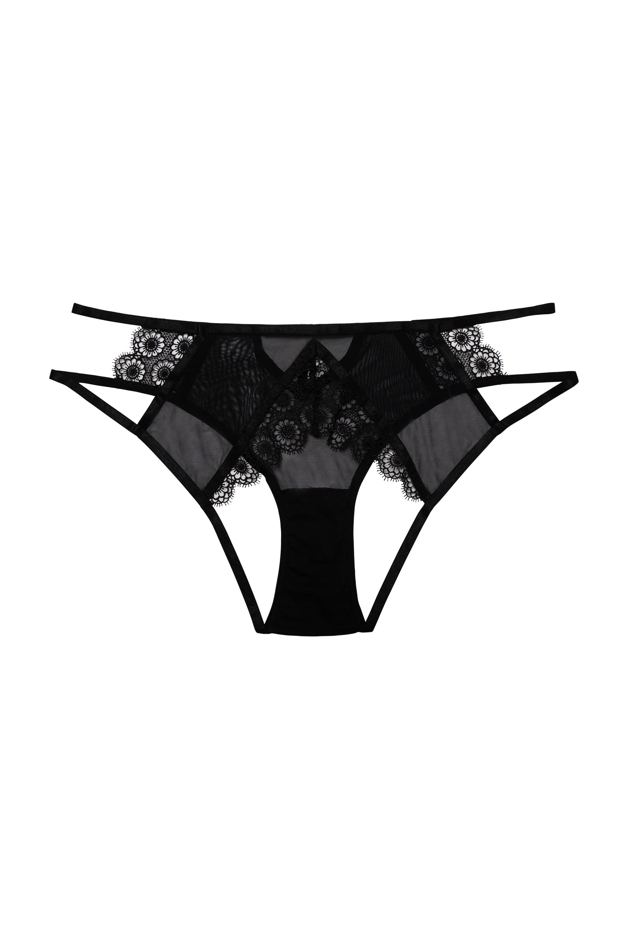 Daisy Black Embroidery Cut Out Brief