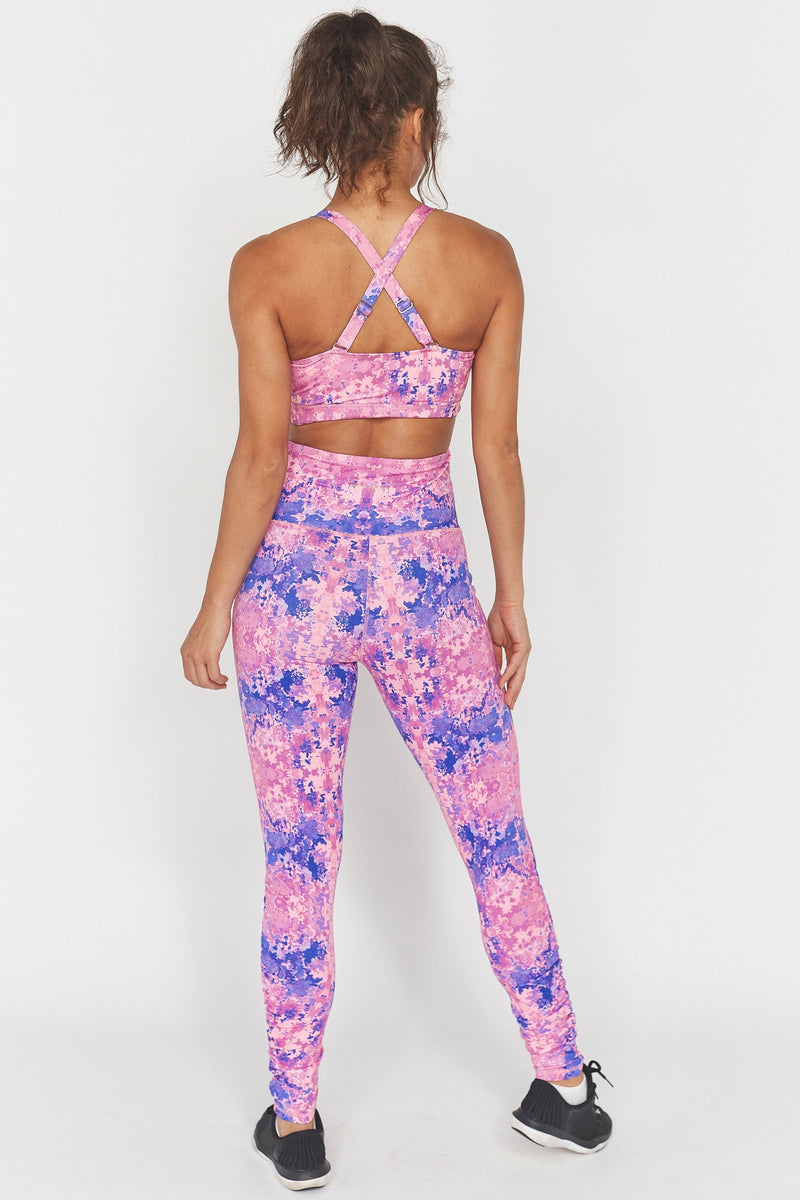 Wolf & Whistle Pink Marble Twist Front Sports Bra