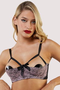 Elsie Pink Lace Quarter Cup Bra