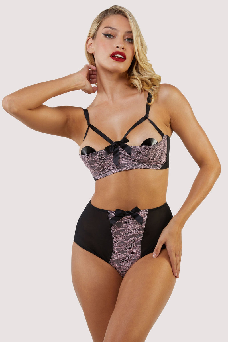 Elsie Pink Lace Quarter Cup Bra