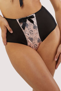 Tattoo Print Black High Waist Brief