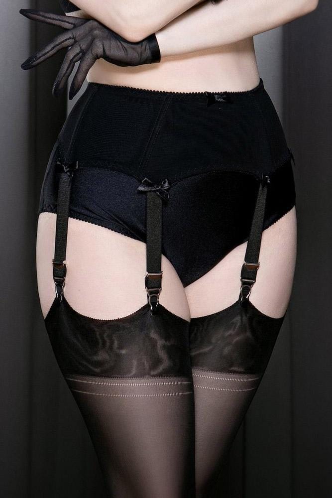 Vintage black girdle with boning and garters
