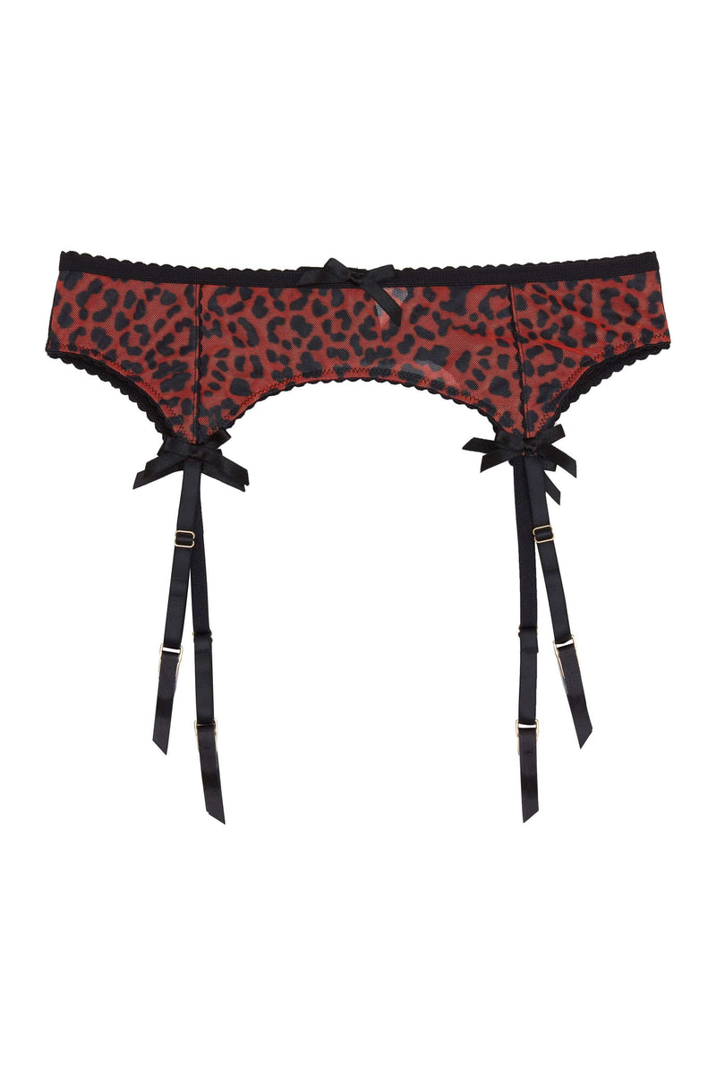 Josie Leopard Mesh Picot Suspender Belt Core