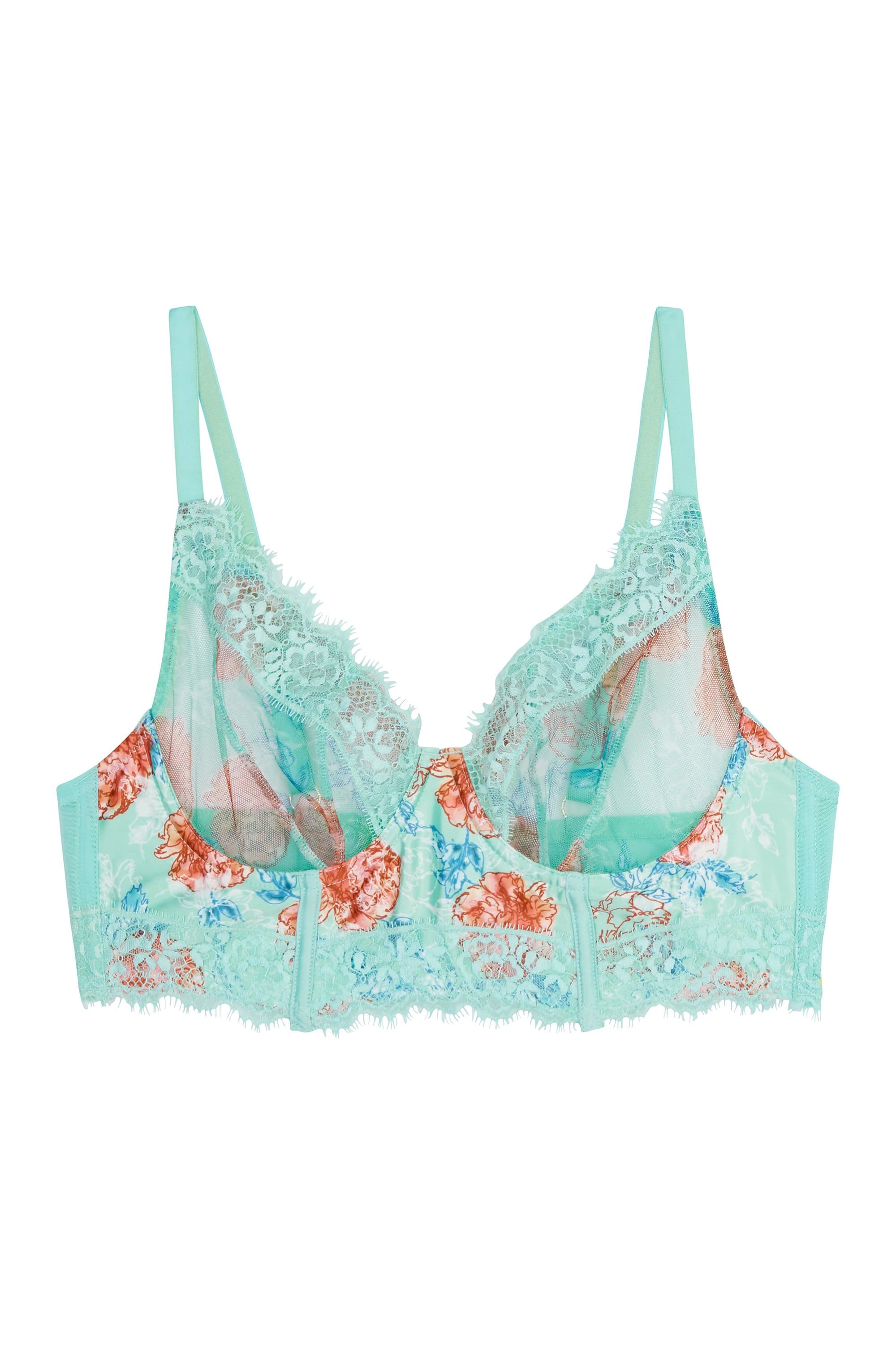 Sabey Mint Floral Longline Curve Bra