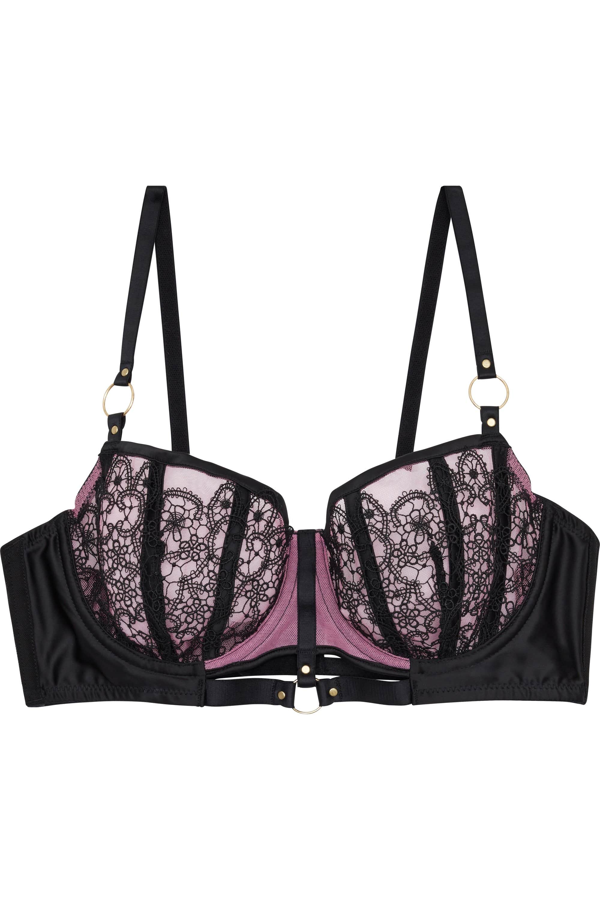 Emelda Lilac Ring detail FB satin and lace bra