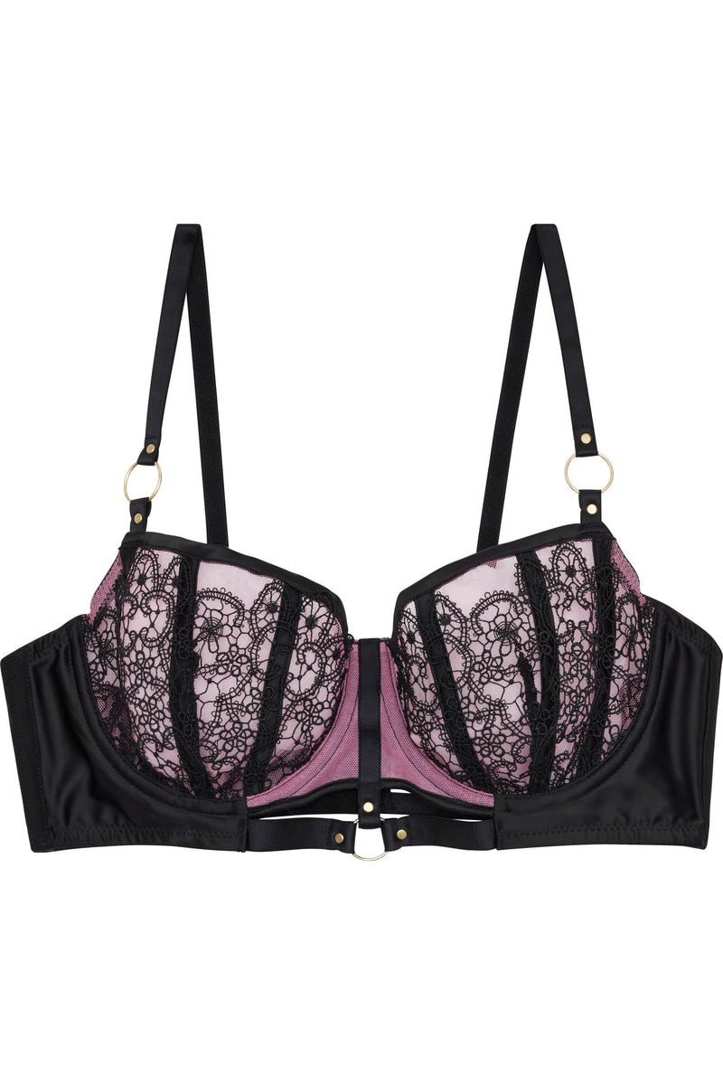 Emelda Lilac Ring detail Curve satin and lace bra