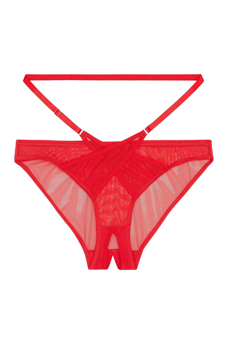 Eddie Red Crossover Wrap Crotchless Brazilian Brief