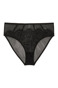 Wolf & Whistle Layla Lace Overlay High Waist Brief Black