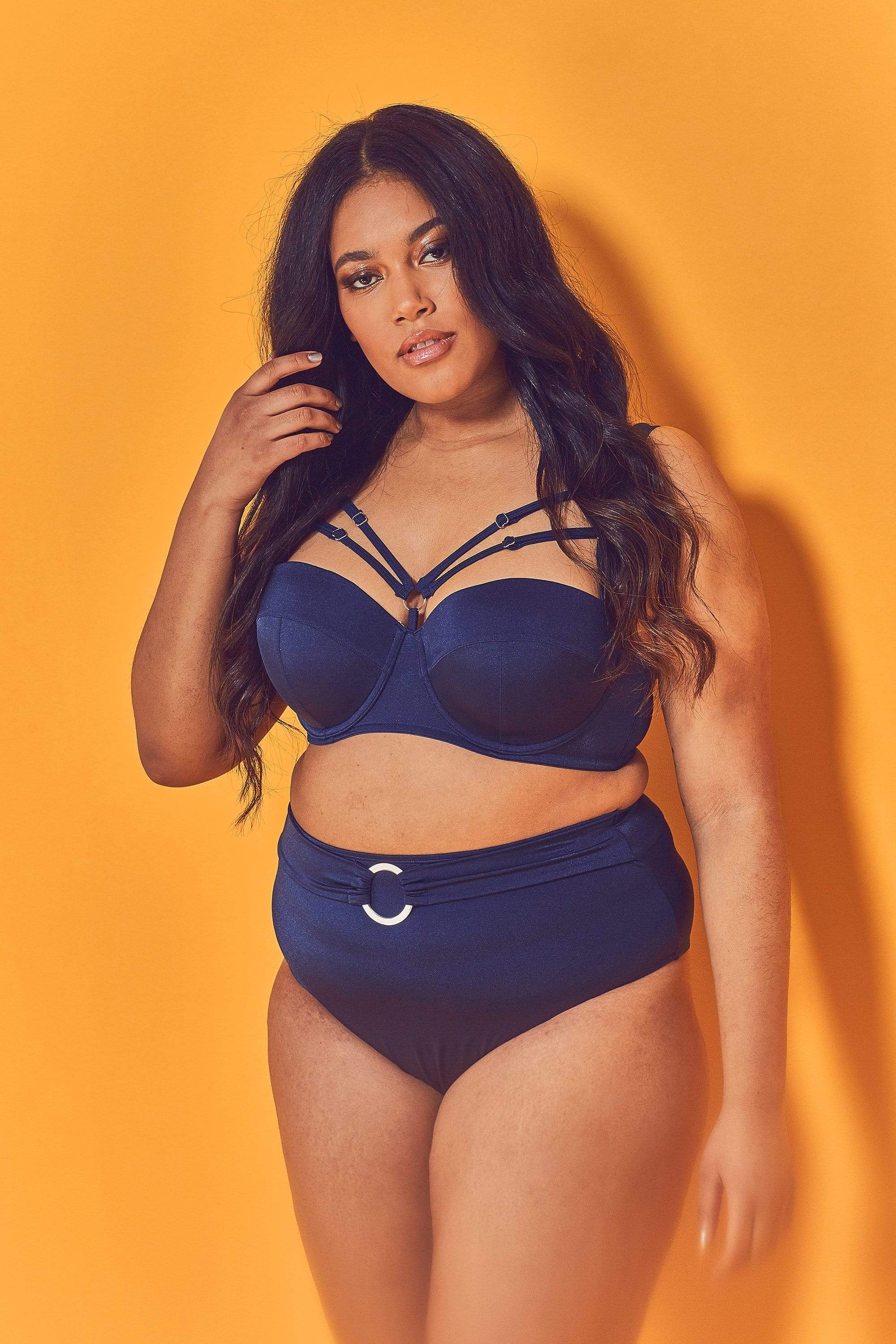 Wolf & Whistle Navy Belted Bikini Brief Curve