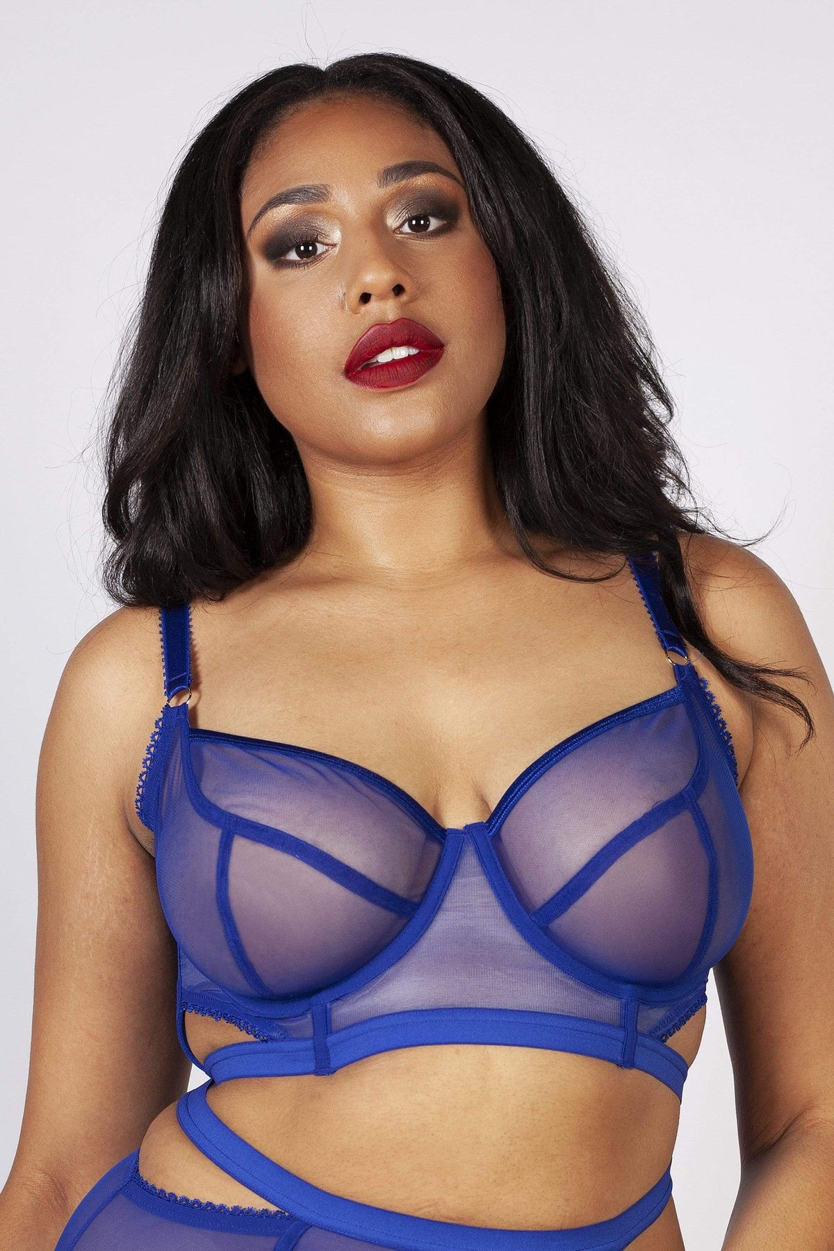 Playful Promises, Intimates & Sleepwear, 44j Sky Pearl Quarter Cup Lace  Harness Curve Bra