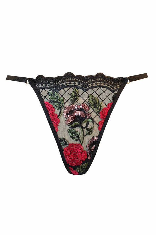 Kilo Brava Black Wild Roses G-String