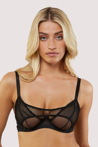 Greta Black Cut Out Fishnet Bra