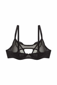 Greta Black Cut Out Fishnet Bra