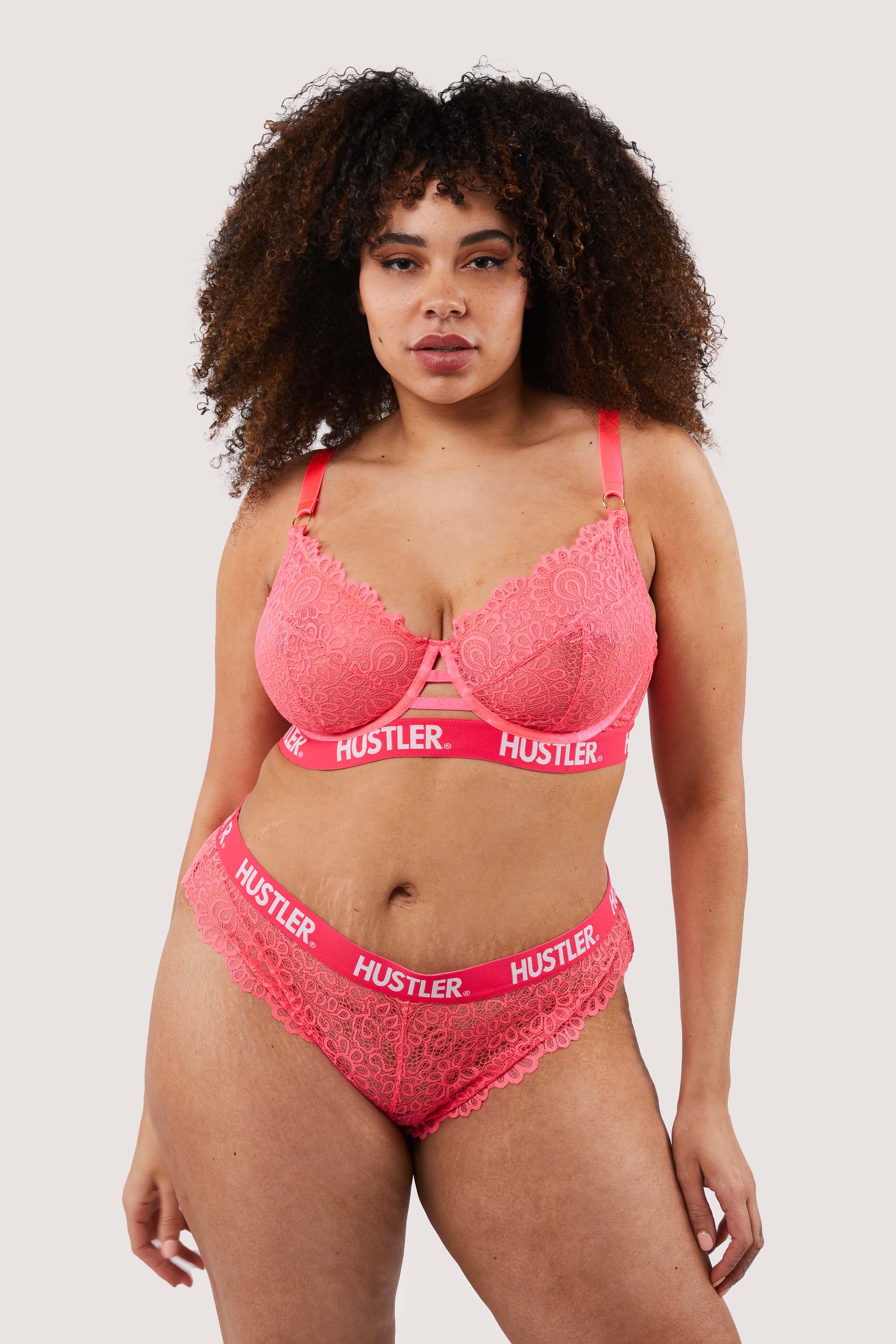 Branded Hot Pink Lace Brief