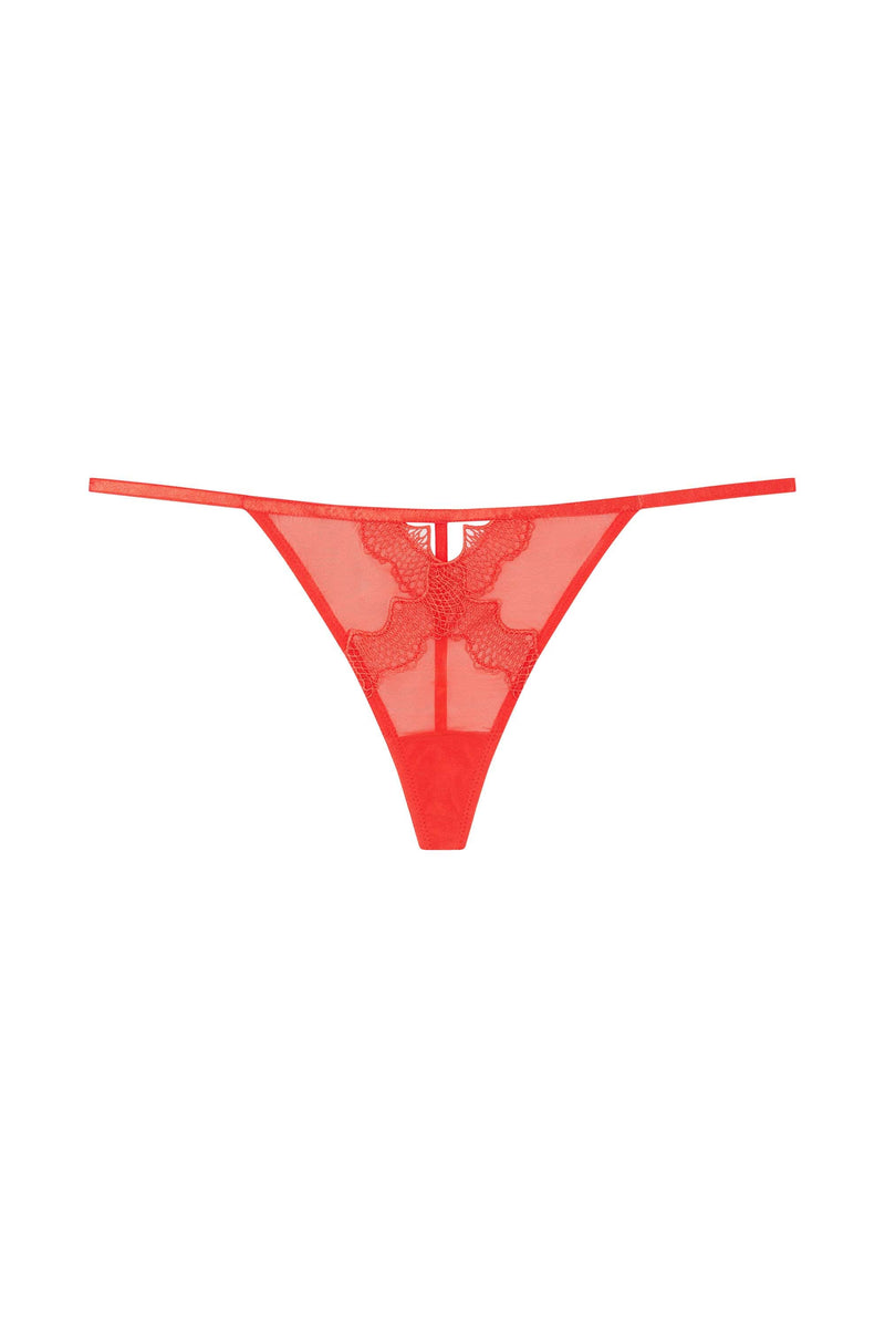 Grace Red Lace Trim Thong