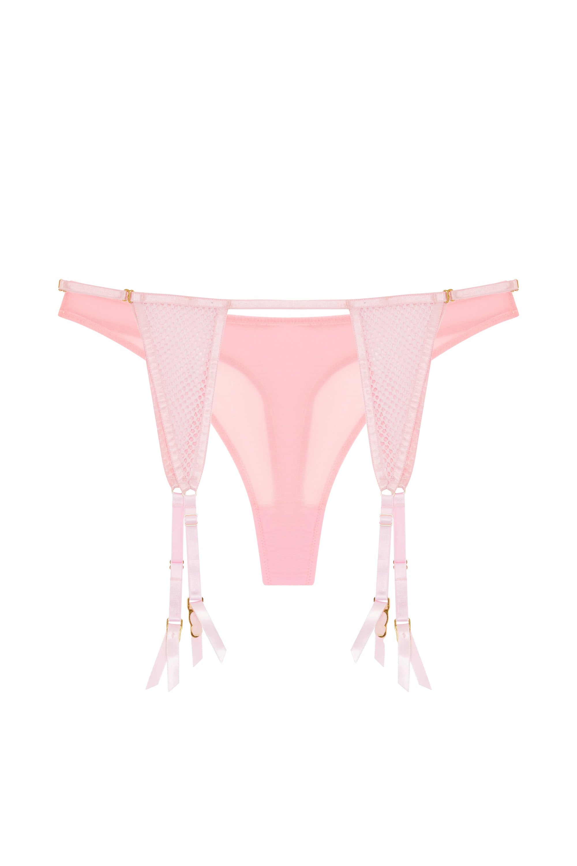 Greta Pink Fishnet Suspender Thong