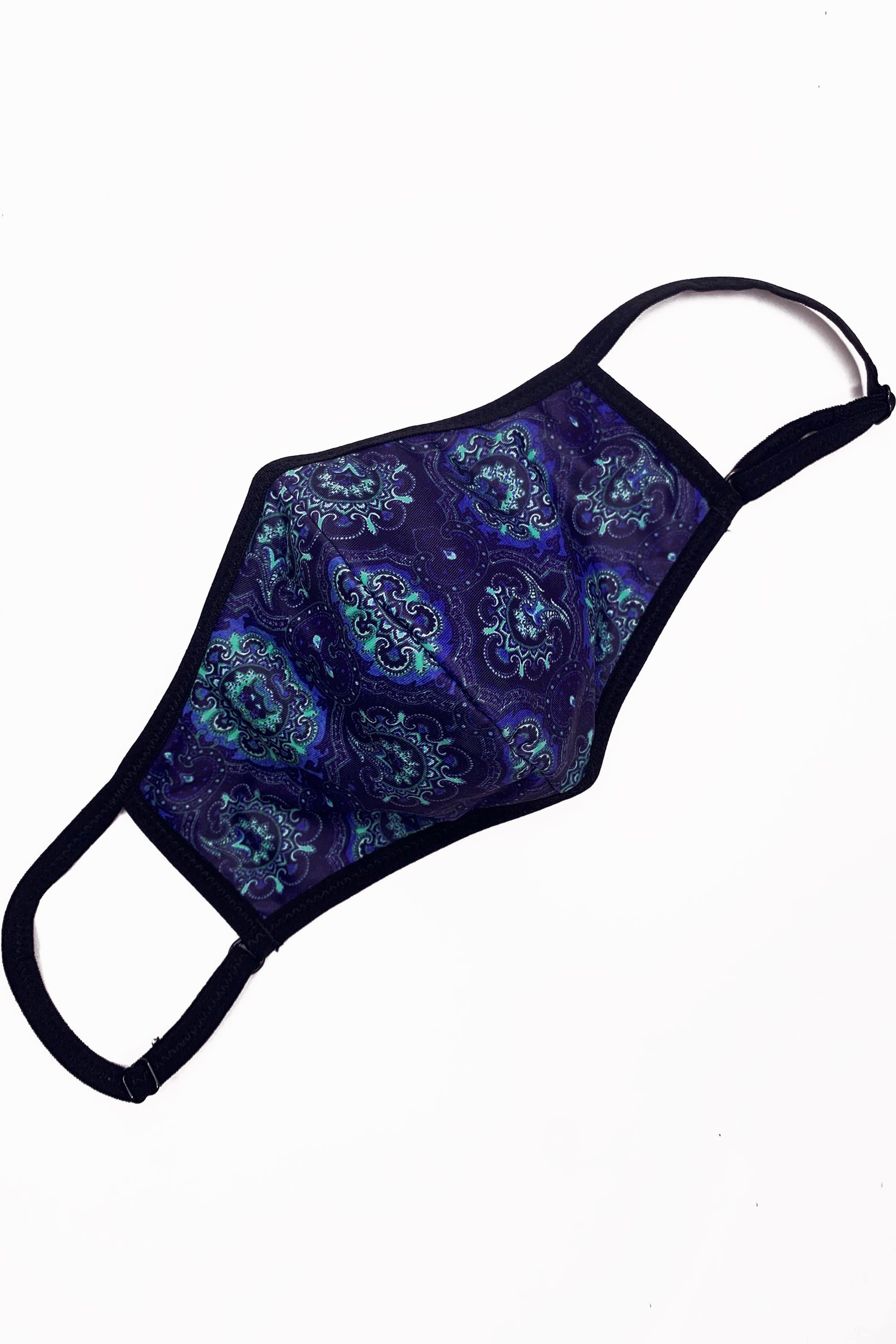 Playful Promises Blue Paisley Face Mask