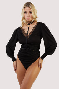 Libra Black Harness Sleeved Bodysuit
