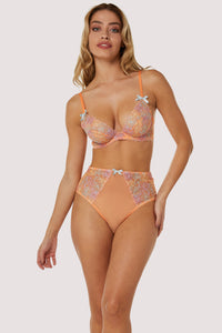 Naomi Orange Floral Embroidered Plunge Bra